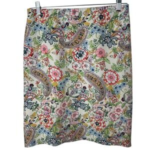 Philosophy Republic Clothing Pencil Skirt Women 12 Cream Floral Paisley Stretch